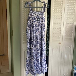 Madison Mathews Allyson maxi dress blue toile